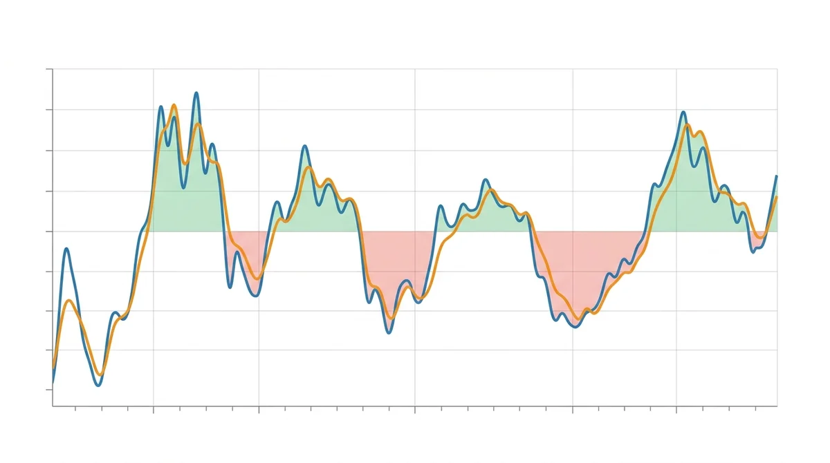 Line chart showing spot price and perpetual price over time with shaded basis area, highlighting positive and negative basis