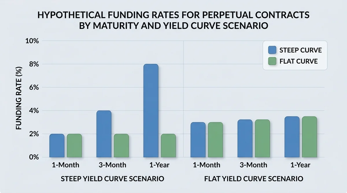 Bar chart comparing funding rates for perpetual contracts of different maturities (e.g., 1-month, 3-month, 1-year) under stee