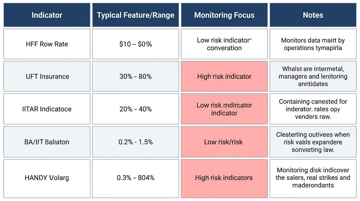 Wide 16:9 horizontal financial table infographic, dark blue header row with white English column labels 'Indicator', 'Typical