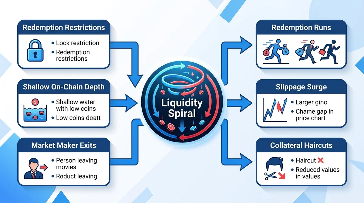 Wide 16:9 horizontal flowchart infographic, flat vector style, three rounded boxes on left labeled in English 'Redemption Res